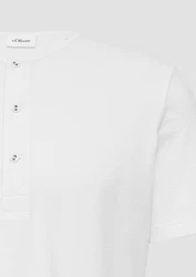 s.Oliver Kurzarmshirt Henley-T-Shirt Weiß/Grau/Creme