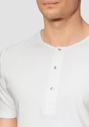 s.Oliver Kurzarmshirt Henley-T-Shirt Weiß/Grau/Creme