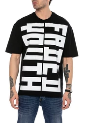 RedBridge T-Shirt Oversized Statement-Print Schwarz/Rot