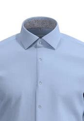 seidensticker Businesshemd Slim Kurzarm Kentkragen Uni Hellblau/Blau/Grau