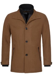 Indicode Herren Brittany Kurzmantel mit Stehkragen Beige/Braun