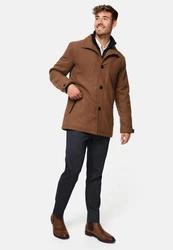 Indicode Herren Brittany Kurzmantel mit Stehkragen Beige/Braun