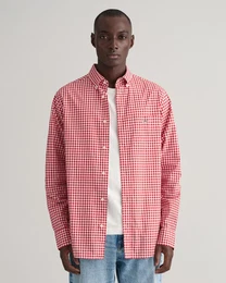 Langarmhemd REG POPLIN GINGHAM SHIRT mit Logostickerei auf der Brust