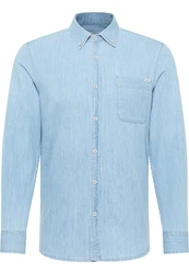 MUSTANG Langarmhemd Style Cullman Hellblau/Blau