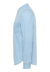 MUSTANG Langarmhemd Style Cullman Hellblau/Blau