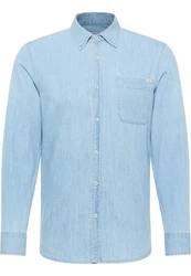 MUSTANG Langarmhemd Style Cullman Hellblau/Blau