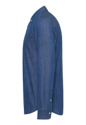 MUSTANG Langarmhemd Style Cullman Blau/Dunkelblau/Hellblau
