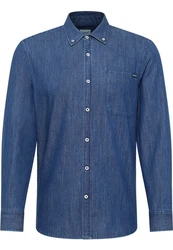 MUSTANG Langarmhemd Style Cullman Blau/Dunkelblau/Hellblau