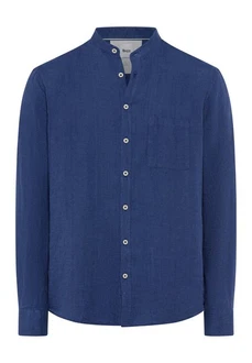 Brax Leinenhemd Style Herrenhemd Blau/Dunkelblau/Hellblau