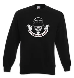 Sweatshirt Live Fast Die Last Sweatshirt Biker Rocker Club Motorcycle Freedom (1-tlg) Chopper Chrome Motorrad Bike