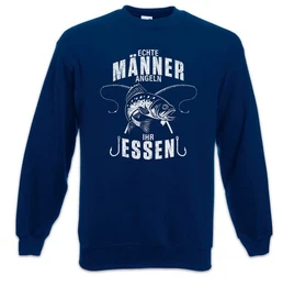 Sweatshirt Echte Mnner Angeln Sweatshirt Angler Fischer Verein Fishing Fish (1-tlg) Sport Haken Fisch Meer