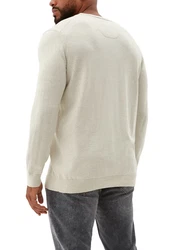 s.Oliver Strickpullover aus Feinstrick Logo Khaki/Weiß/Grau/Beige/Creme