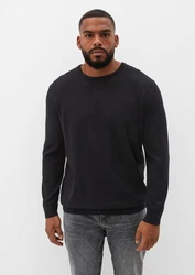 s.Oliver Strickpullover aus Feinstrick Logo Schwarz