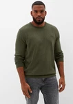 s.Oliver Strickpullover aus Feinstrick Logo Dunkelgrün