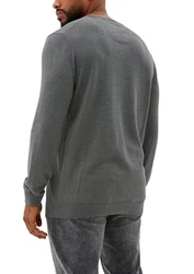 s.Oliver Strickpullover aus Feinstrick Logo Dunkelgrau/Grau/Hellgrau