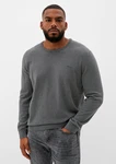 s.Oliver Strickpullover aus Feinstrick Logo Dunkelgrau/Grau/Hellgrau