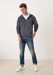s.Oliver Allwetterjacke Sweatjacke mit Kapuze Dunkelblau/Dunkelgrau/Grau/Hellgrau