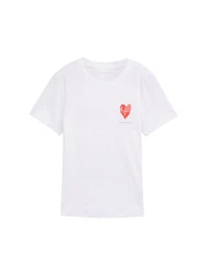 TOM TAILOR T-Shirt mit Print Weiß/Rot/Rosa/Lila/Braun