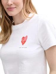 TOM TAILOR T-Shirt mit Print Weiß/Rot/Rosa/Lila/Braun