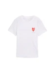 TOM TAILOR T-Shirt mit Print Weiß/Rot/Rosa/Lila/Braun