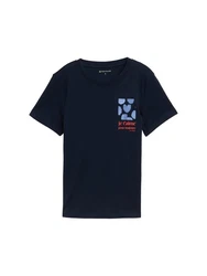 TOM TAILOR T-Shirt mit Print Dunkelblau