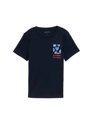 TOM TAILOR T-Shirt mit Print Dunkelblau