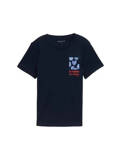 TOM TAILOR T-Shirt mit Print Dunkelblau