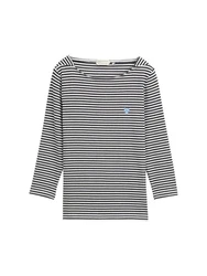 TOM TAILOR T-Shirt Langarmshirt Braun/Weiß/Dunkelblau