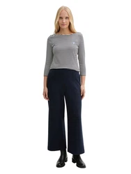 TOM TAILOR T-Shirt Langarmshirt Braun/Weiß/Dunkelblau