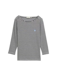 TOM TAILOR T-Shirt Langarmshirt Braun/Weiß/Dunkelblau