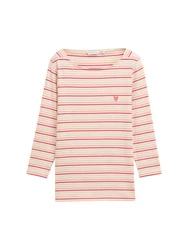 TOM TAILOR T-Shirt Langarmshirt Braun/Rosa/Lila
