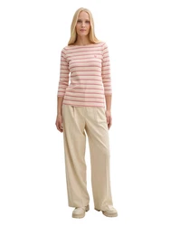 TOM TAILOR T-Shirt Langarmshirt Braun/Rosa/Lila