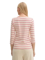 TOM TAILOR T-Shirt Langarmshirt Braun/Rosa/Lila