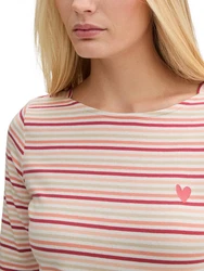 TOM TAILOR T-Shirt Langarmshirt Braun/Rosa/Lila