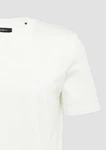 s.Oliver BLACK LABEL Kurzarmshirt T-Shirt mit Logo-Detail aus merzerisierter Baumwolle Weiß/Khaki/Creme/Beige/Grau