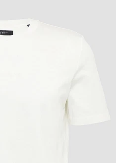 s.Oliver BLACK LABEL Kurzarmshirt T-Shirt mit Logo-Detail aus merzerisierter Baumwolle