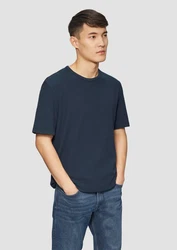 s.Oliver Kurzarmshirt T-Shirt mit Waffelstruktur Logo 