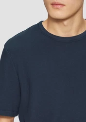 s.Oliver Kurzarmshirt T-Shirt mit Waffelstruktur Logo 