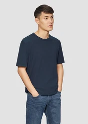 s.Oliver Kurzarmshirt T-Shirt mit Waffelstruktur Logo 