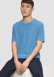 s.Oliver Kurzarmshirt T-Shirt mit Waffelstruktur Logo 