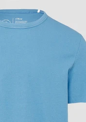 s.Oliver Kurzarmshirt T-Shirt mit Waffelstruktur Logo 