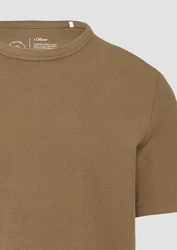 s.Oliver Kurzarmshirt T-Shirt mit Waffelstruktur Logo 