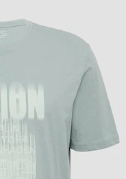 Kurzarmshirt Basic Rundhals T-Shirt mit Frontprint Artwork