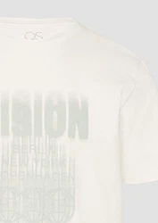 QS T-Shirt Weiß/Hellgrün/Khaki/Grün