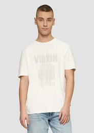 Kurzarmshirt Basic Rundhals T-Shirt mit Frontprint Artwork