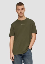 Kurzarmshirt Basic Rundhals T-Shirt mit Frontprint Artwork
