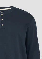 s.Oliver Langarmshirt mit Henleyausschnitt Dunkelblau/Blau