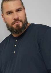 s.Oliver Langarmshirt mit Henleyausschnitt Dunkelblau/Blau