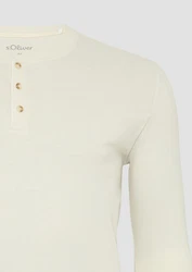 s.Oliver Langarmshirt mit Henleyausschnitt Khaki/Dunkelrot/Beige/Weiß/Creme/Hellgrün
