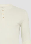 s.Oliver Langarmshirt mit Henleyausschnitt Khaki/Dunkelrot/Beige/Weiß/Creme/Hellgrün